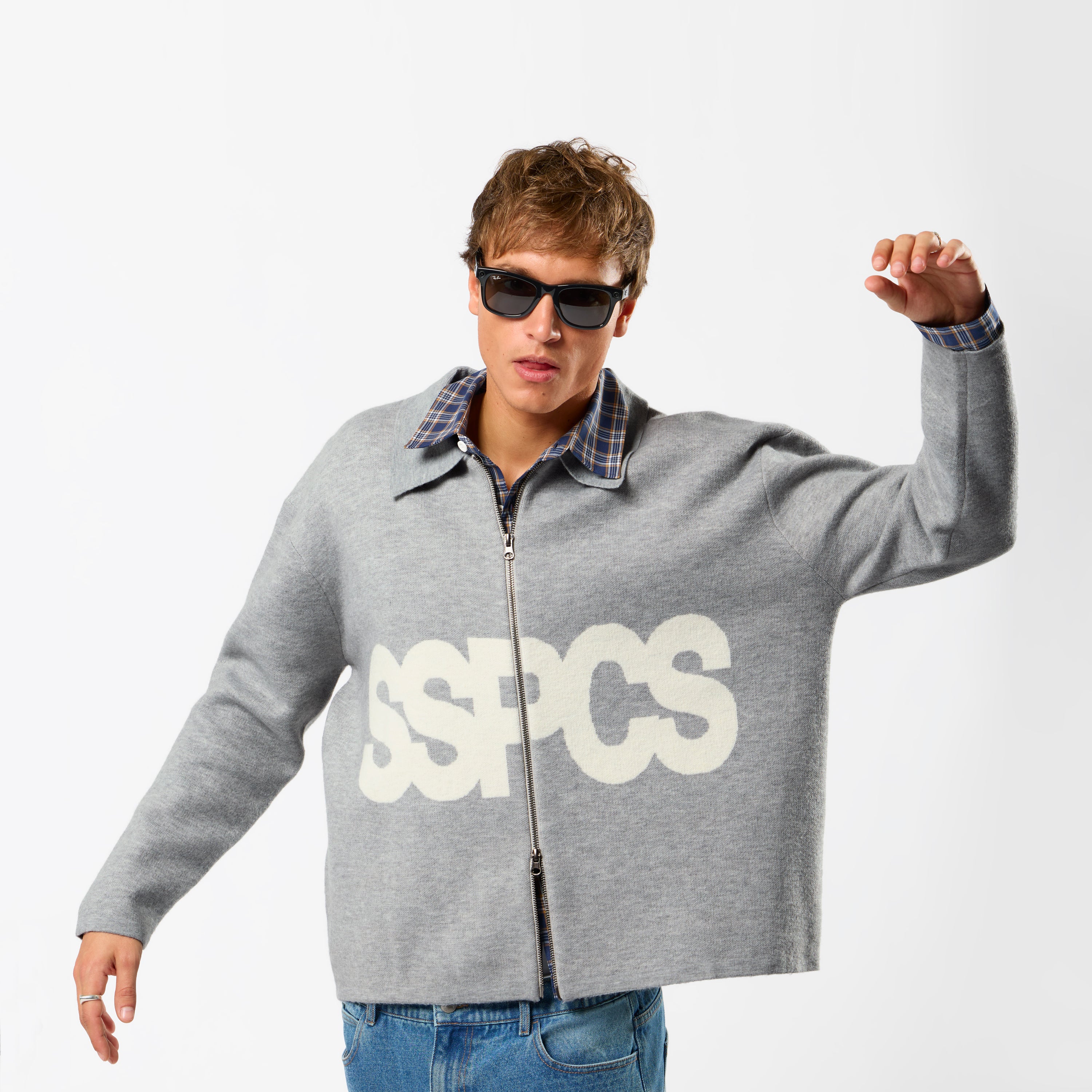 Solid Knitted Jacket - Neutral Heather – Suspicious Antwerp