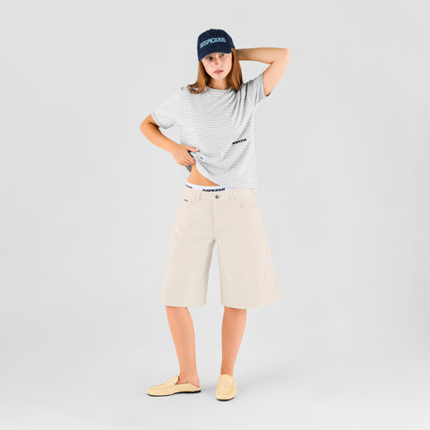 Summer Breeze / Solid W Jeans Shorts - Egret