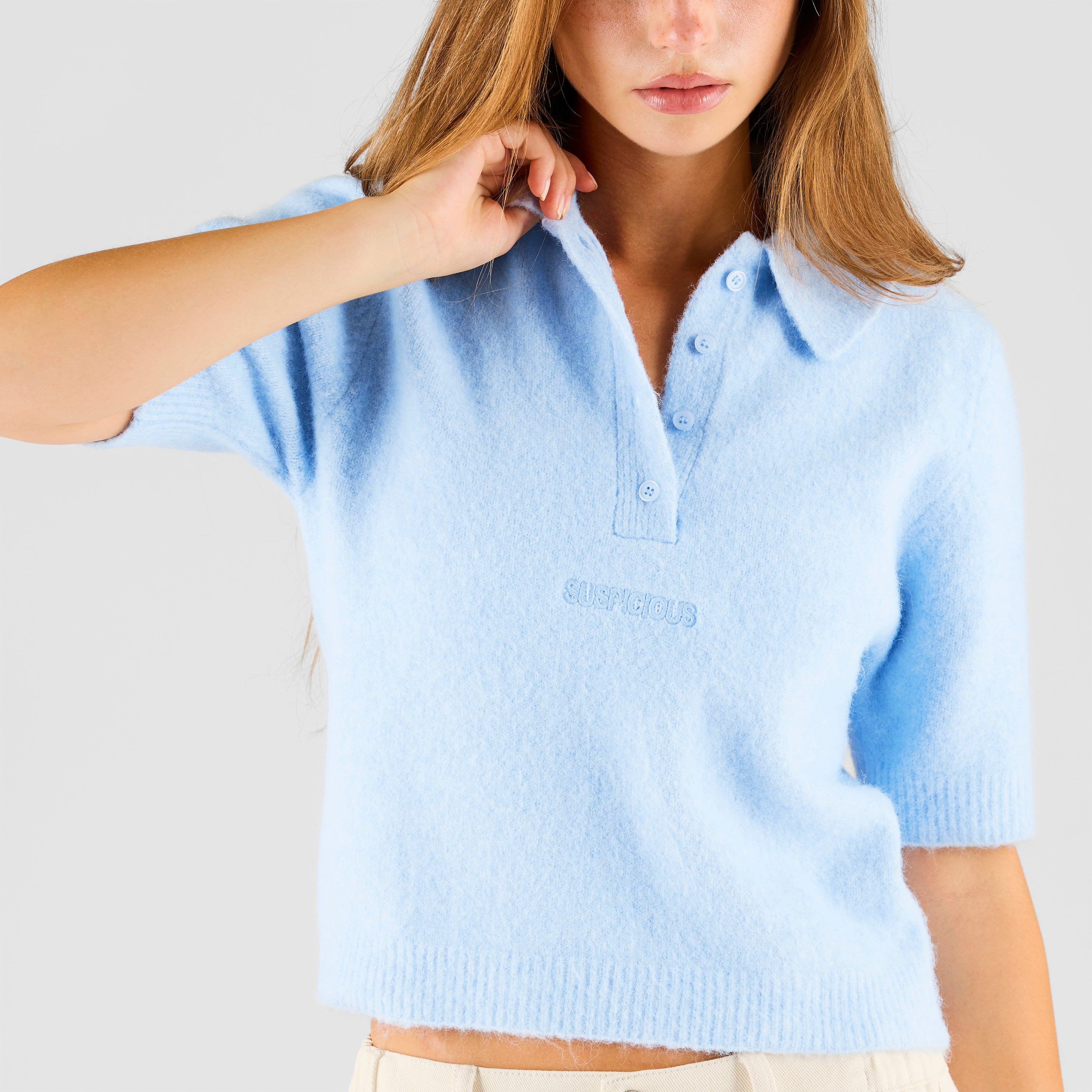 Solid W Knit Polo - Celestial – Suspicious Antwerp