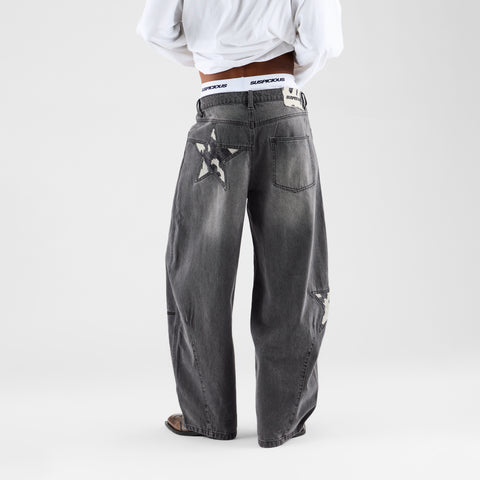 Suspicious Cowboys / Star Cow Barrel Jeans - Washed Black