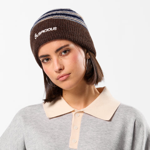 Winter3 / Striped Beanie - Blue & Brown
