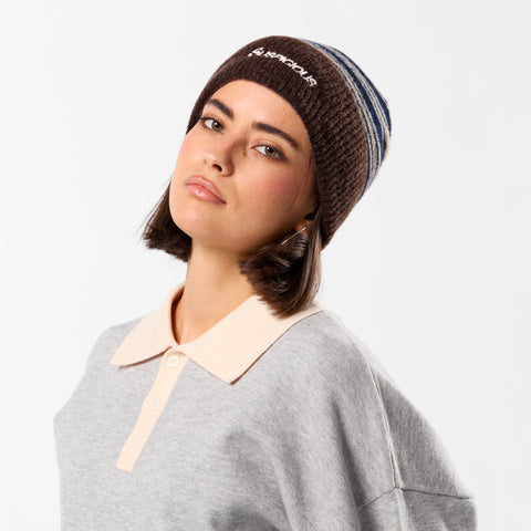 Winter3 / Striped Beanie - Blue & Brown