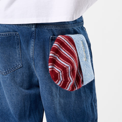 Winter3 / Striped Beanie - Red & Blue