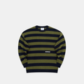 Fall / Striped Cotton Knit - Dark Navy & Olive Green