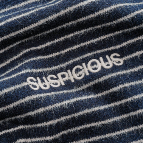 Polkaline / Striped Knitted Longsleeve Polo - Nightfall