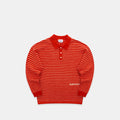 Polkaline / Striped Knitted Longsleeve Polo - Red