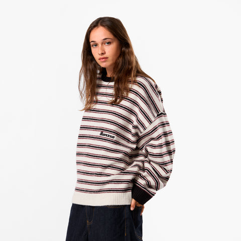 Winter3 / Striped Knitted Sweat - Black & White