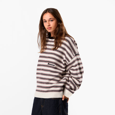 Winter3 / Striped Knitted Sweat - Black & White