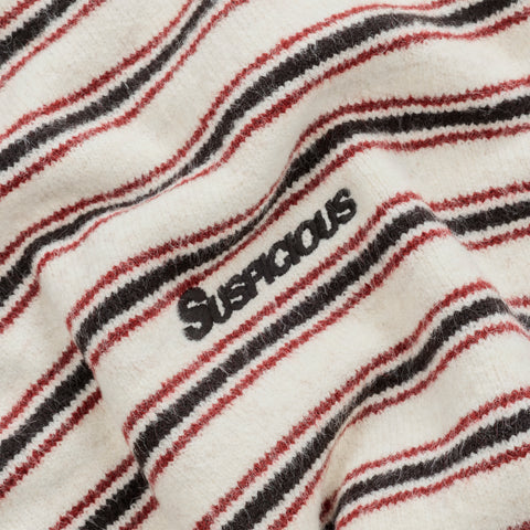 Winter3 / Striped Knitted Sweat - Black & White