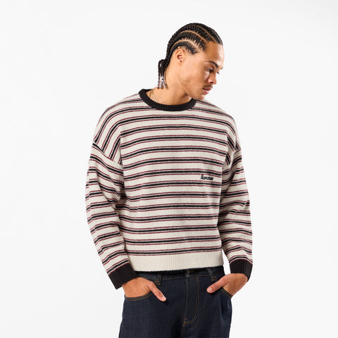 Winter3 / Striped Knitted Sweat - Black & White