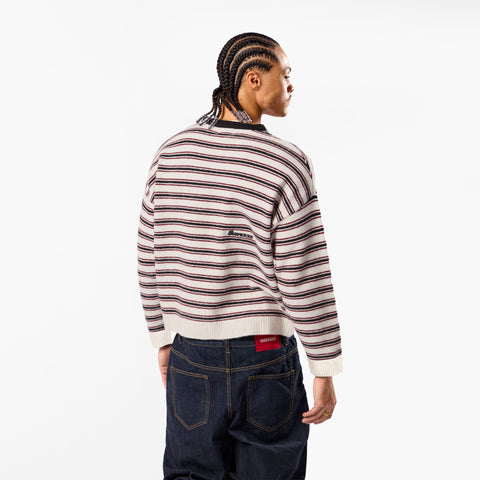Winter3 / Striped Knitted Sweat - Black & White