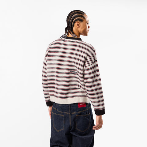 Winter3 / Striped Knitted Sweat - Black & White