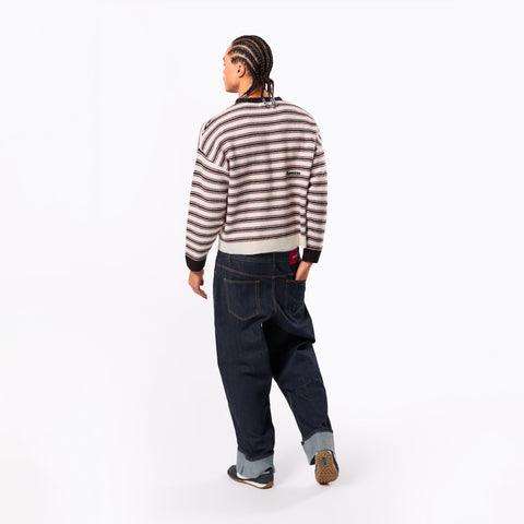 Winter3 / Striped Knitted Sweat - Black & White