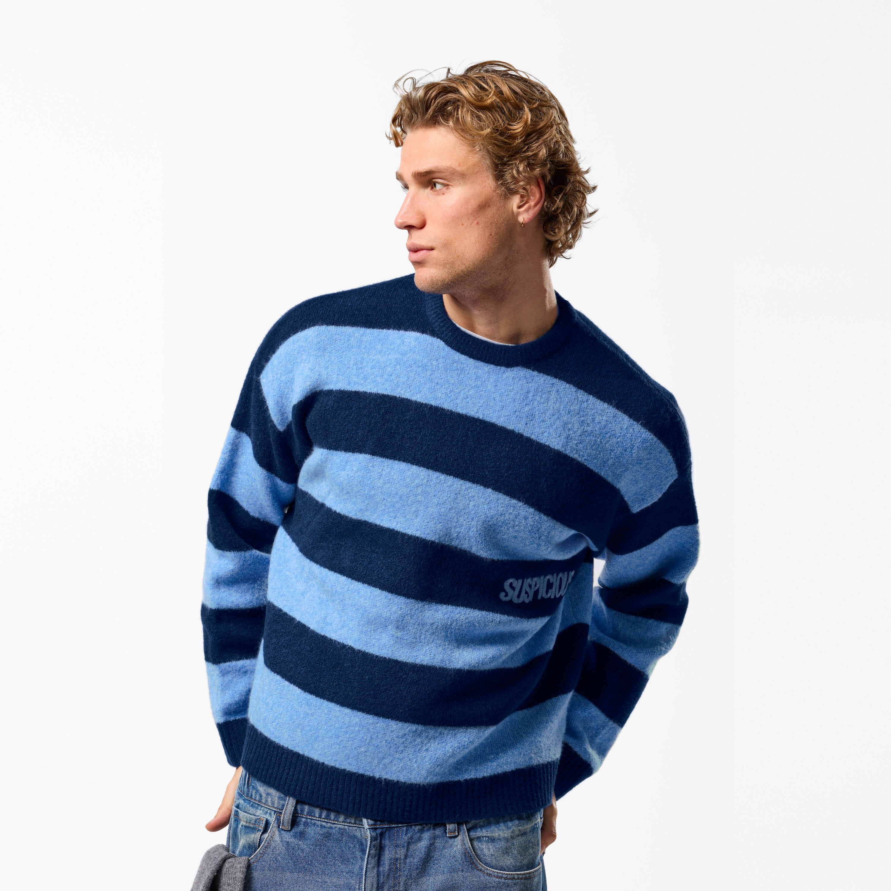 Striped Knitted Sweat - Blue – Suspicious Antwerp