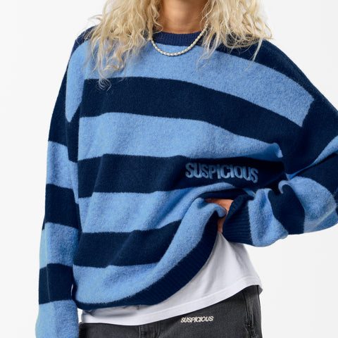 PL / Striped Knitted Sweat - Blue