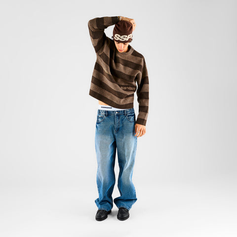 Fall 1 / Striped Knitted Sweat - Espresso