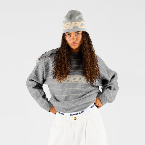 Fall 1 / Striped Knitted Sweat - Heather Grey
