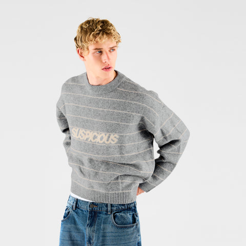 Fall 1 / Striped Knitted Sweat - Heather Grey