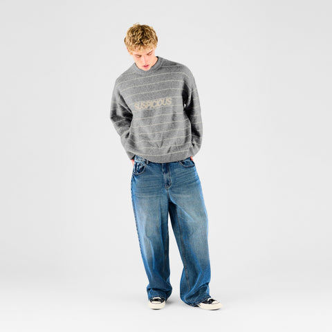 Fall 1 / Striped Knitted Sweat - Heather Grey