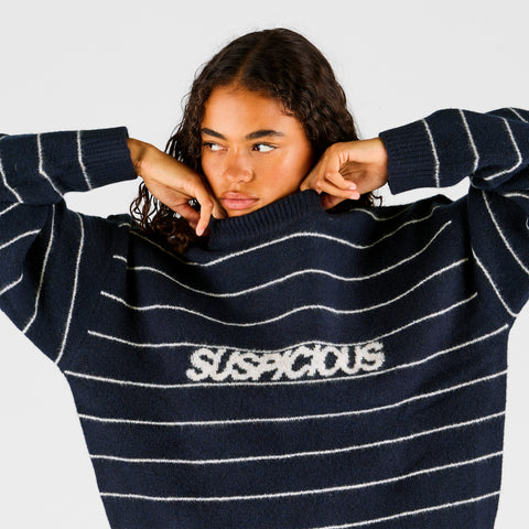Fall 1 / Striped Knitted Sweat - Navy