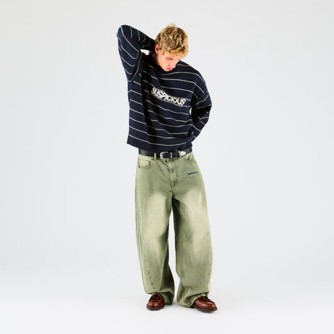 Fall 1 / Striped Knitted Sweat - Navy