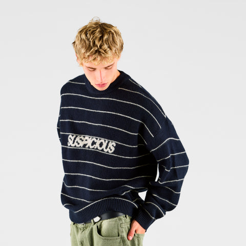 Fall 1 / Striped Knitted Sweat - Navy