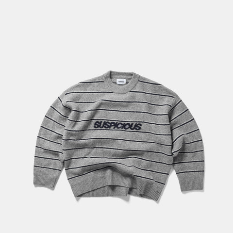 Fall 1 / Striped Knitted Sweat - Navy & Heather Grey