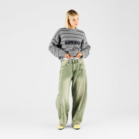 Fall 1 / Striped Knitted Sweat - Navy & Heather Grey