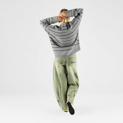 Fall 1 / Striped Knitted Sweat - Navy & Heather Grey