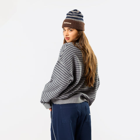 Polkaline / Striped Knitted Sweat - Neutral Heather