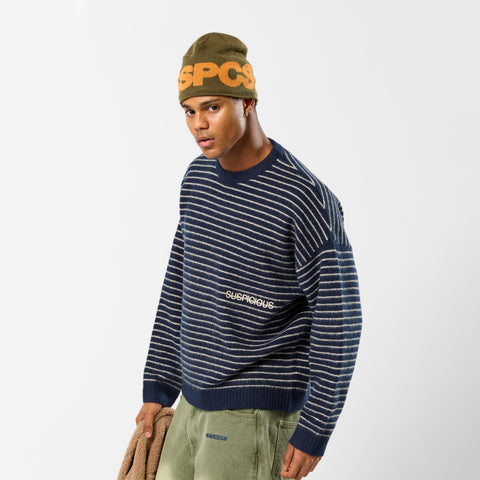 Polkaline / Striped Knitted Sweat - Nightfall