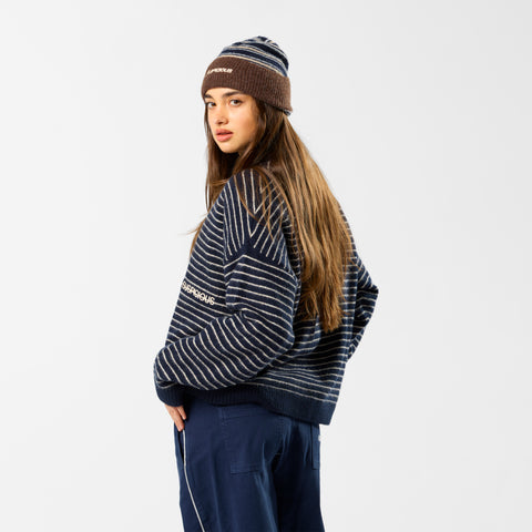 Polkaline / Striped Knitted Sweat - Nightfall