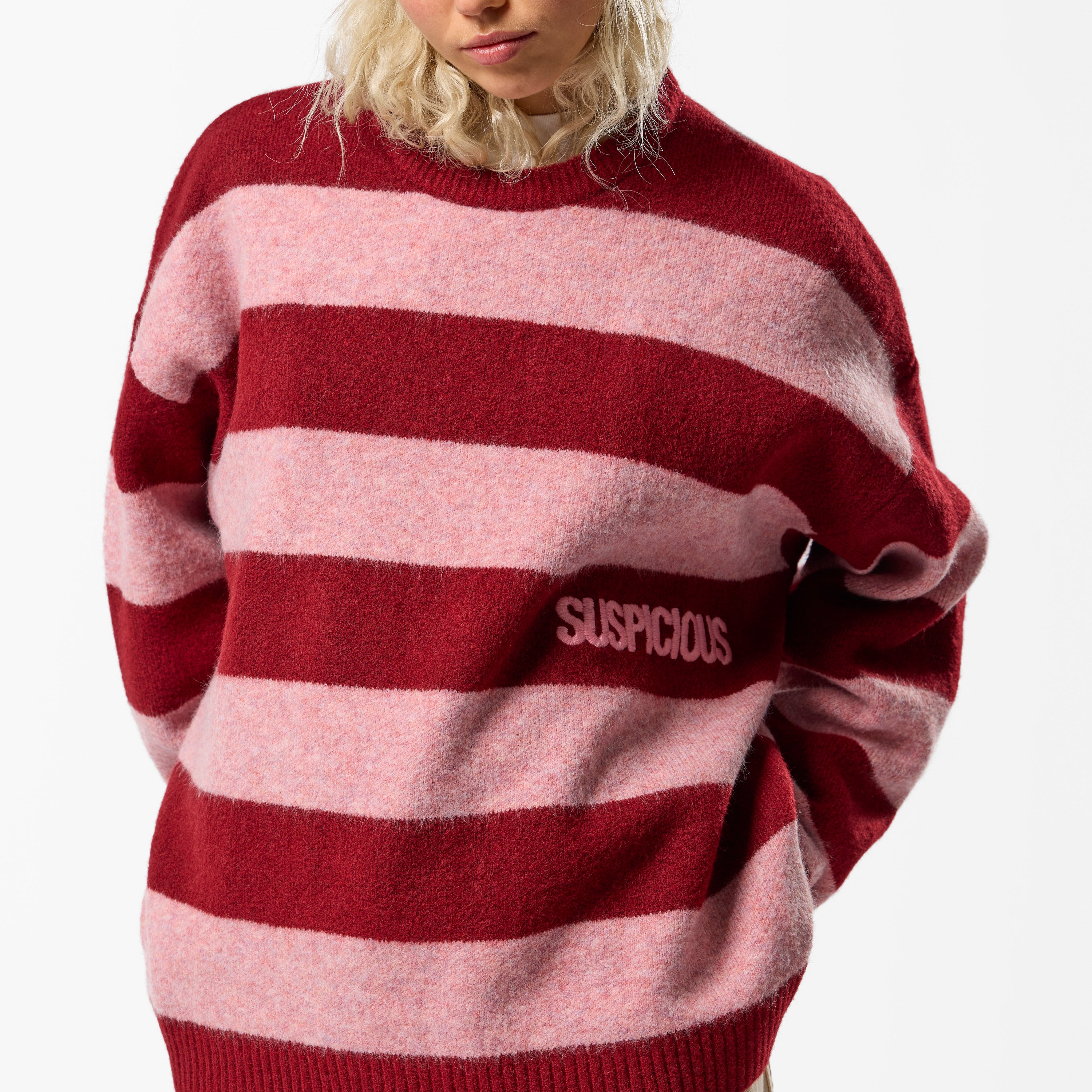 Striped Knitted Sweat - Red – Suspicious Antwerp