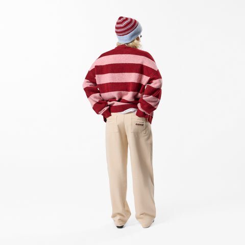 PL / Striped Knitted Sweat - Red