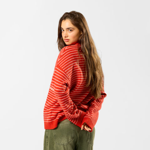 Polkaline / Striped Knitted Sweat - Red