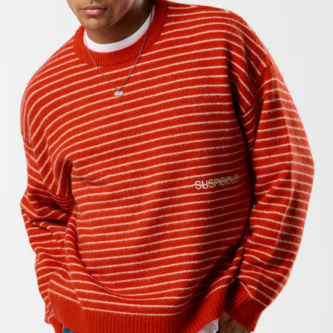 Polkaline / Striped Knitted Sweat - Red
