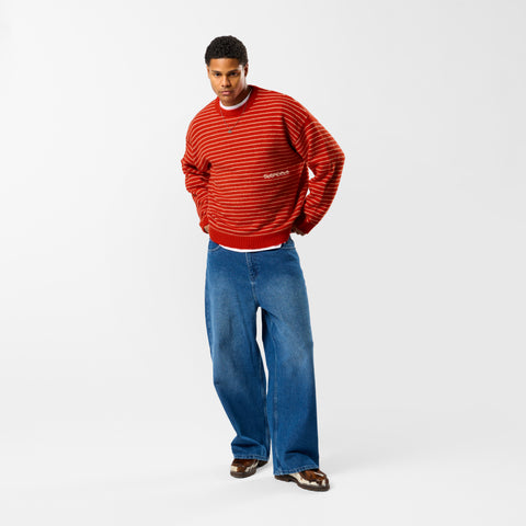 Polkaline / Striped Knitted Sweat - Red