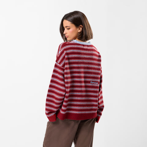 Winter3 / Striped Knitted Sweat - Red & Blue