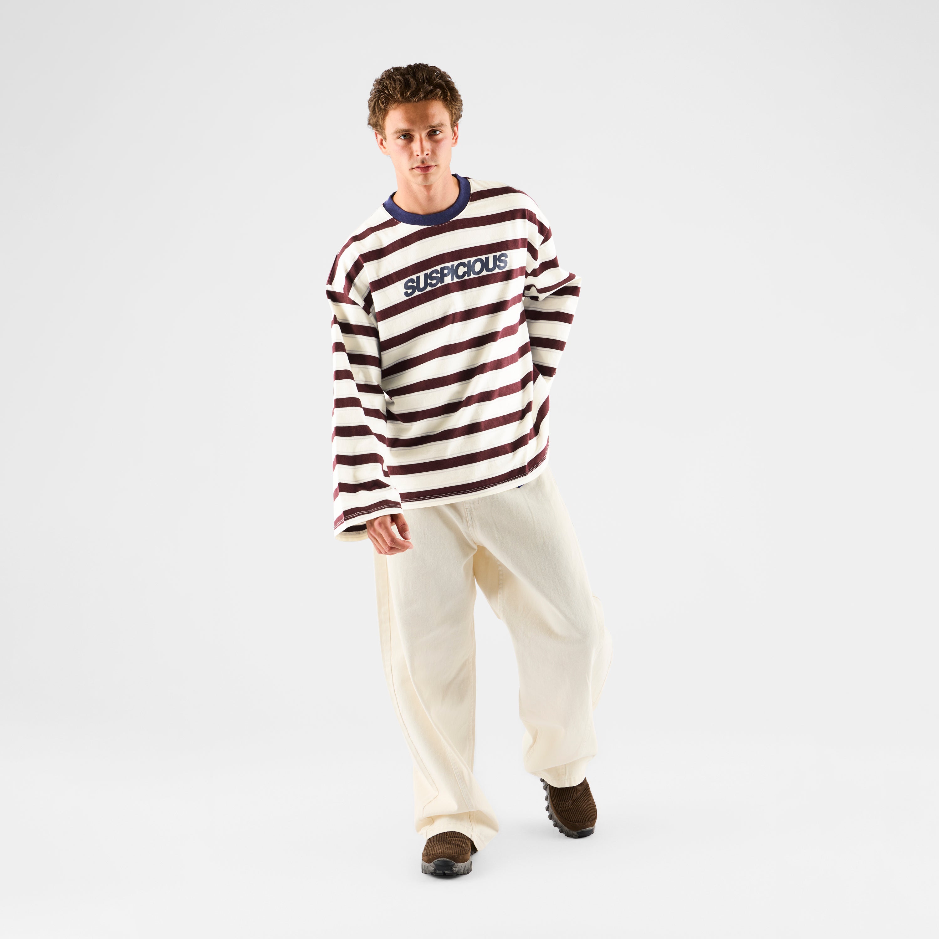 Striped Longsleeve - Natural & Red – Suspicious Antwerp