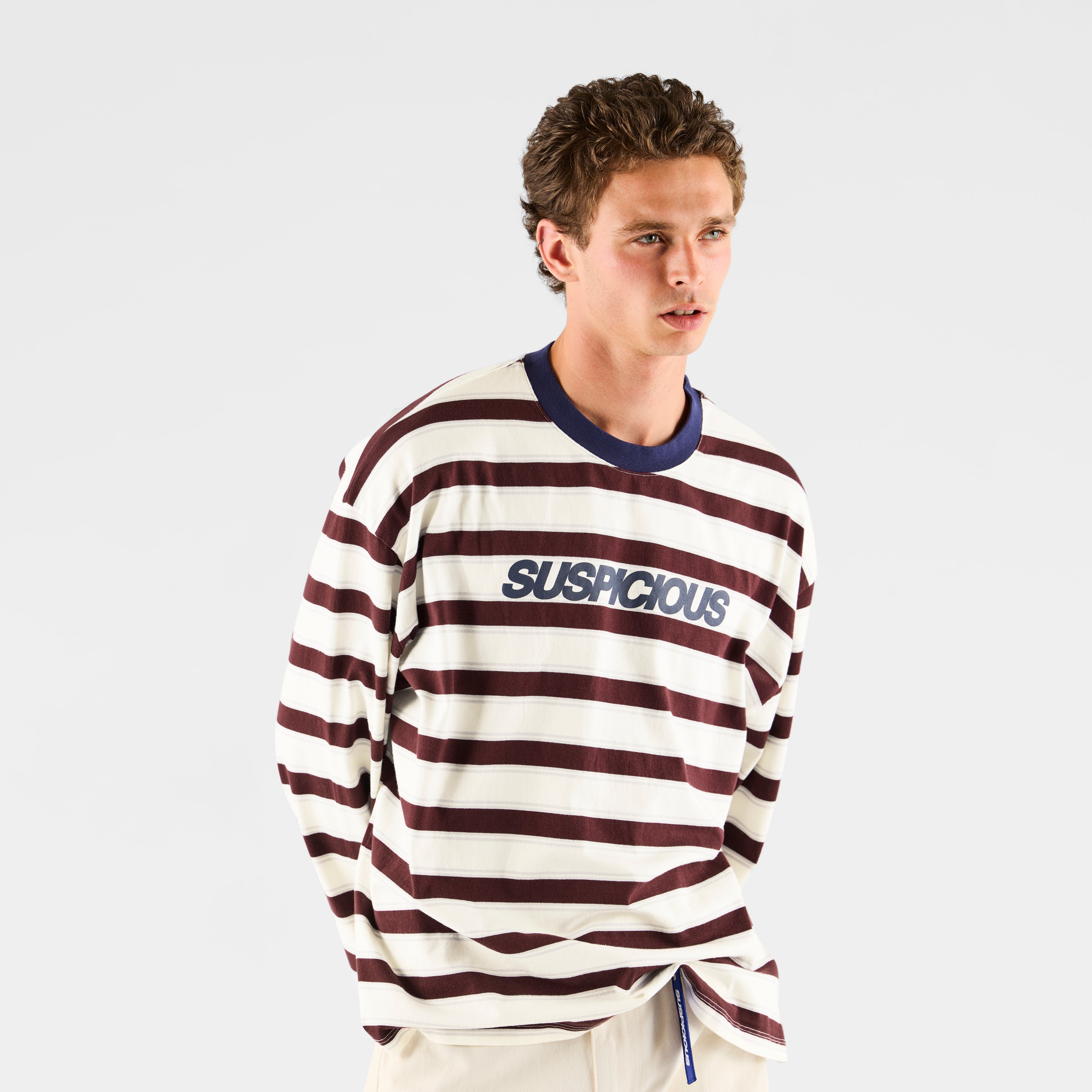Striped Longsleeve - Natural & Red – Suspicious Antwerp