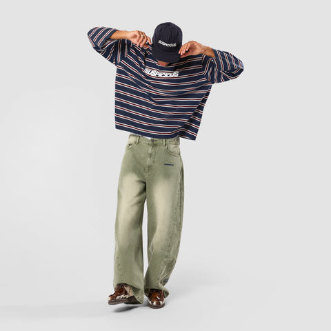 Winter1 / Striped Longsleeve - Navy & Red