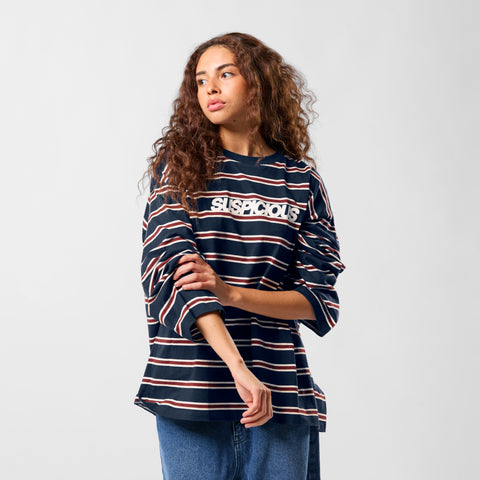 Winter1 / Striped Longsleeve - Navy & Red