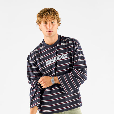 Winter1 / Striped Longsleeve - Navy & Red