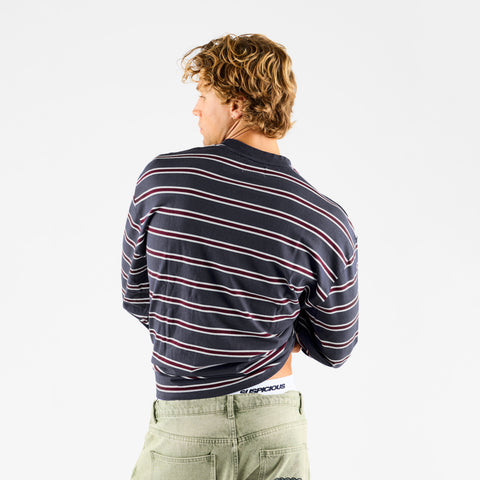 Winter1 / Striped Longsleeve - Navy & Red