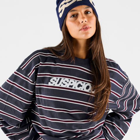 Winter1 / Striped Longsleeve - Navy & Red