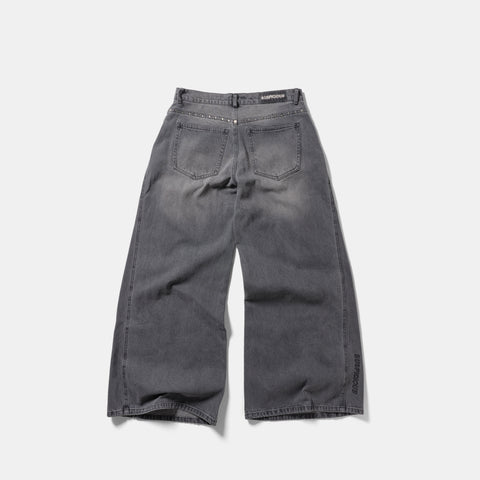 Suspicious Cowboys / Studded W  Wide Jeans - Washed Charcoal