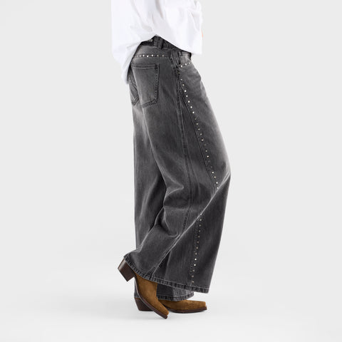 Suspicious Cowboys / Studded W  Wide Jeans - Washed Charcoal