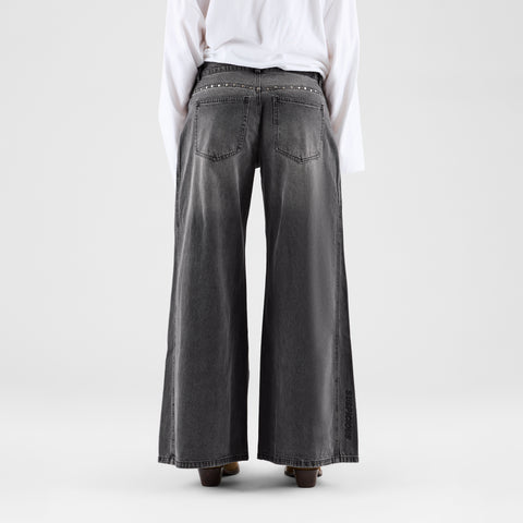 Suspicious Cowboys / Studded W  Wide Jeans - Washed Charcoal