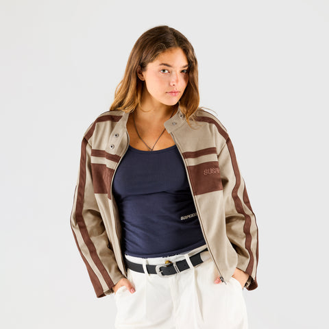 Suspicious Cowboys / Suede W Racer Jacket - Sand & Aubergine