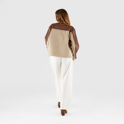 Suspicious Cowboys / Suede W Racer Jacket - Sand & Aubergine